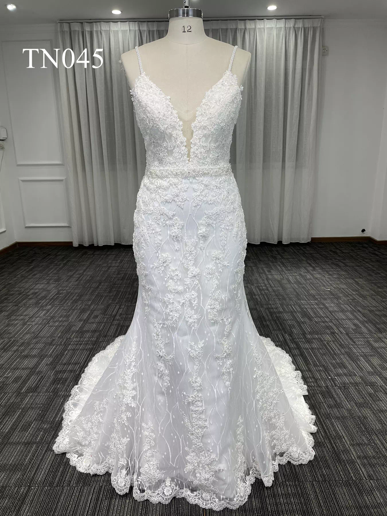 Shine beaded V Neck and Open Back Mermaid Dress TN045 - Image 3