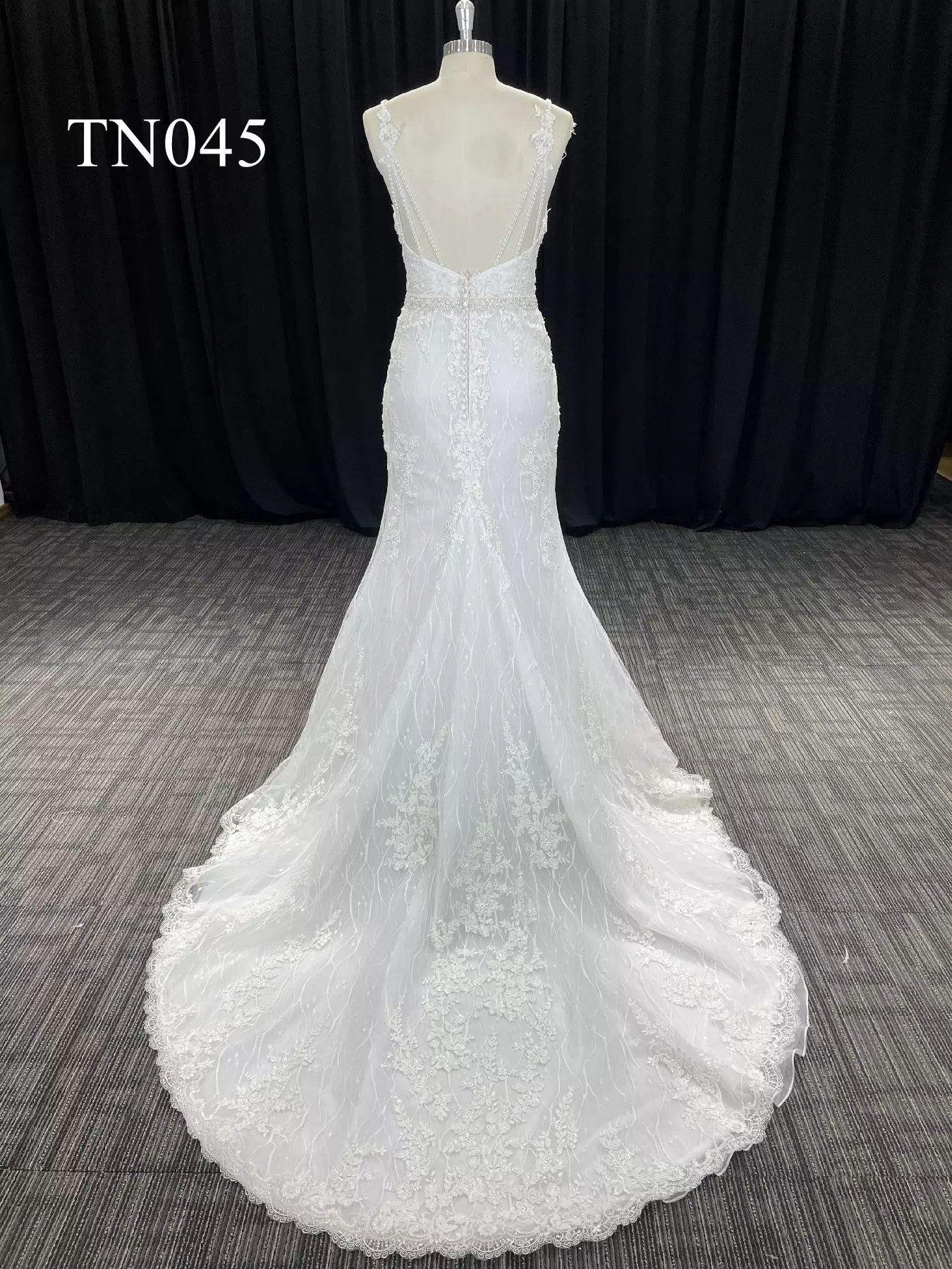 Shine beaded V Neck and Open Back Mermaid Dress TN045 - Image 4