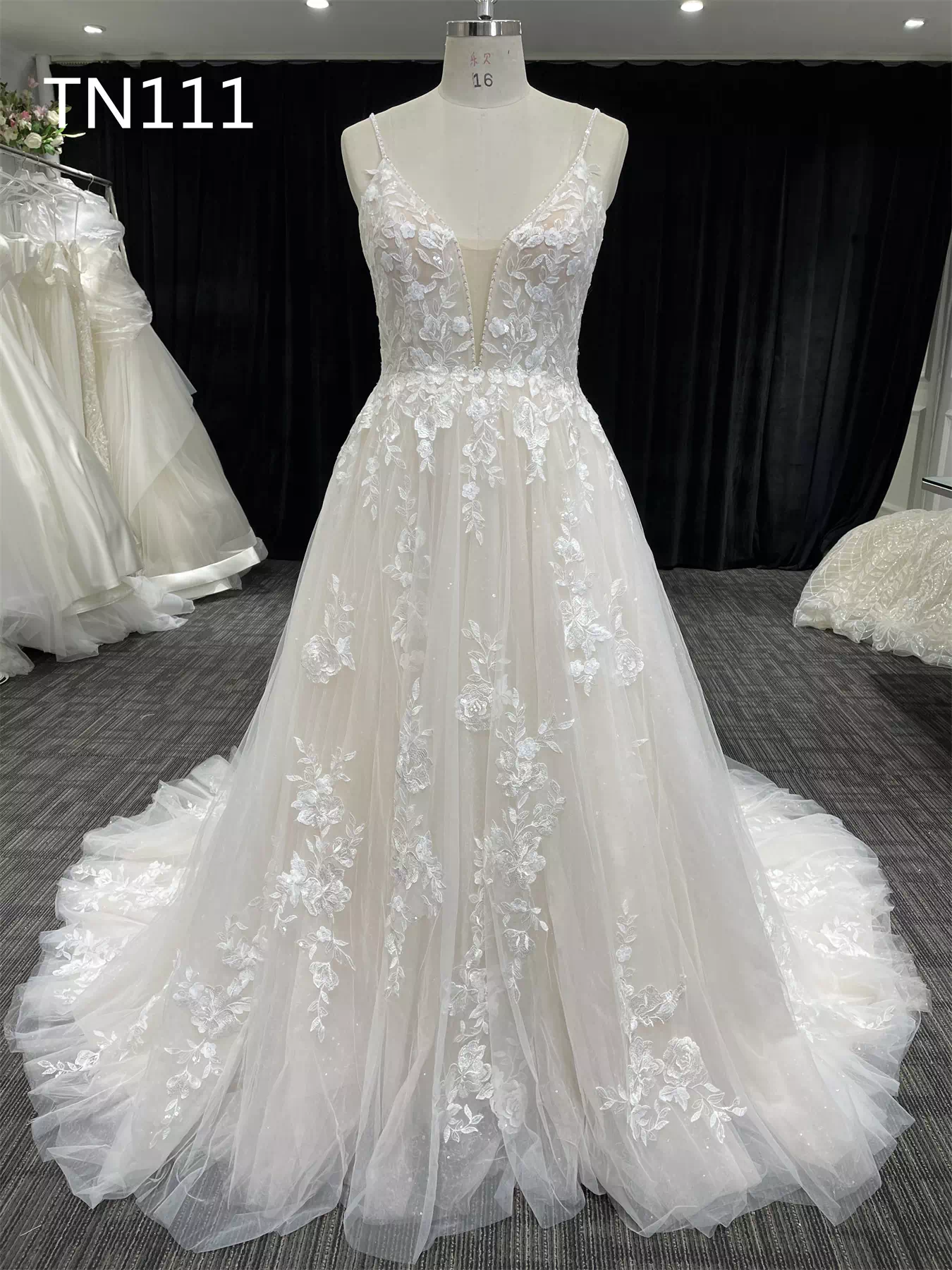 Beaded String V Neckline and Backline A Line Dress TN111