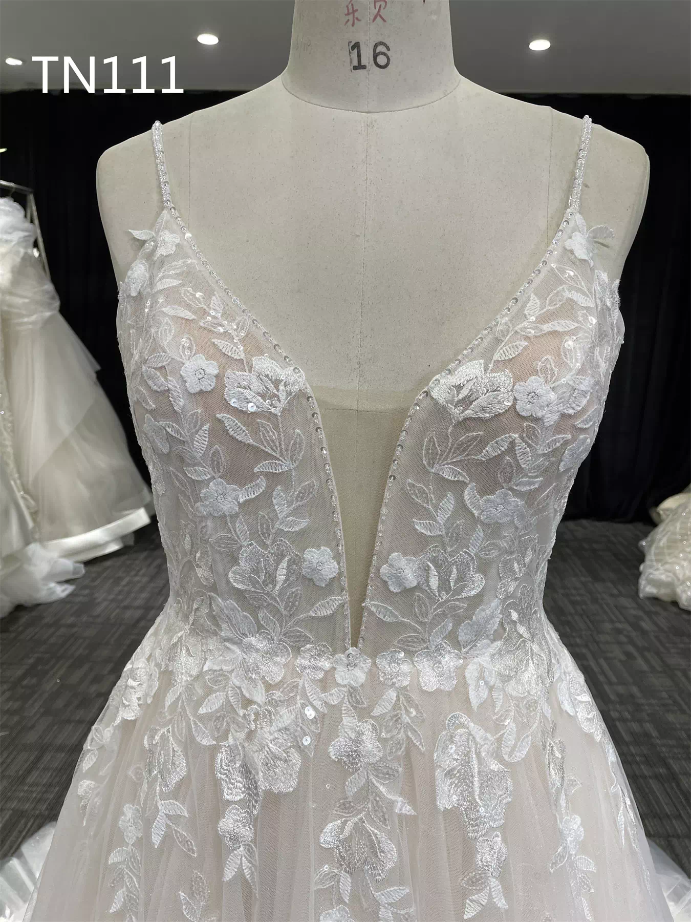 Beaded String V Neckline and Backline A Line Dress TN111 - Image 4