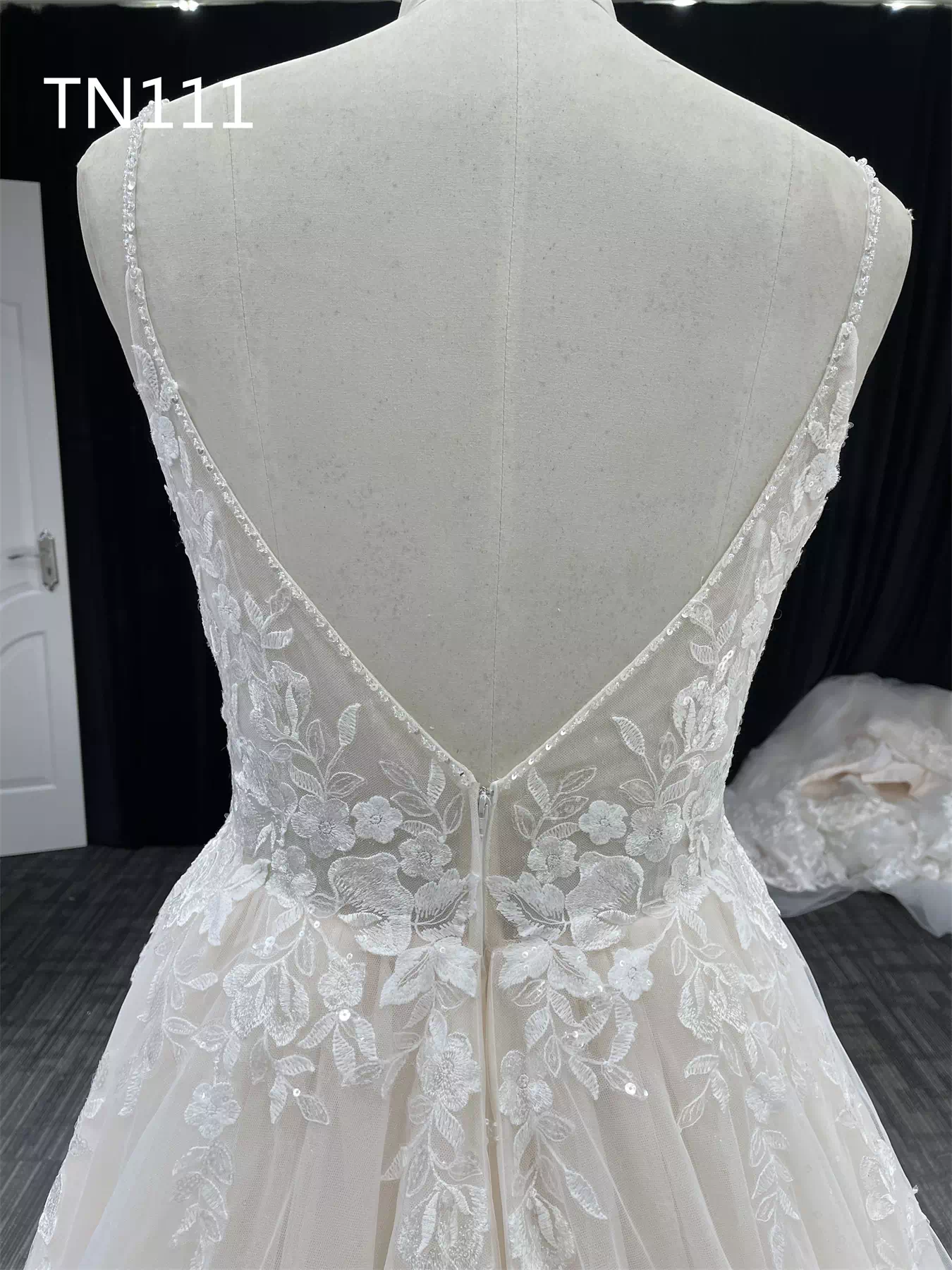 Beaded String V Neckline and Backline A Line Dress TN111 - Image 5