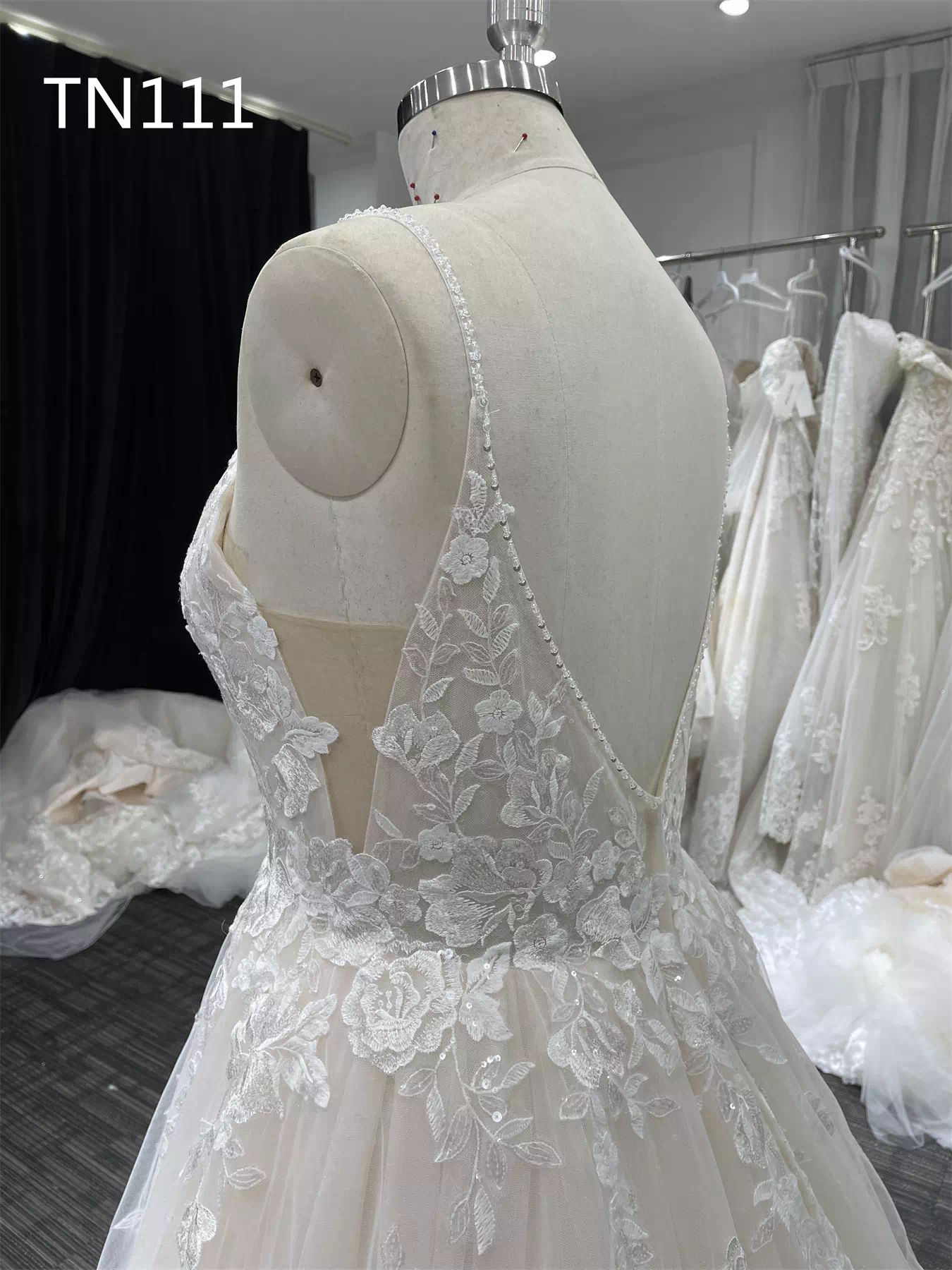 Beaded String V Neckline and Backline A Line Dress TN111 - Image 6