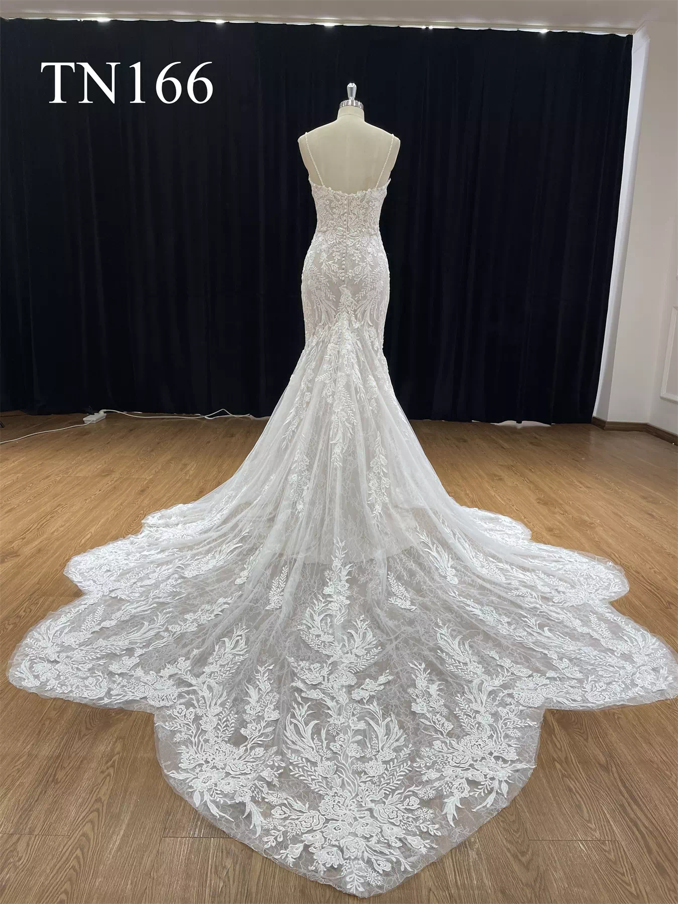 Beading Spaghetti Straps Plunge Mermaid Wedding Dress TN166 - Image 2