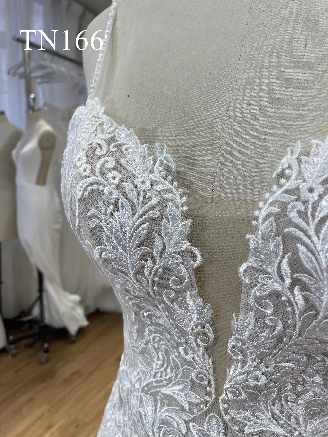 Beading Spaghetti Straps Plunge Mermaid Wedding Dress TN166 - Image 8