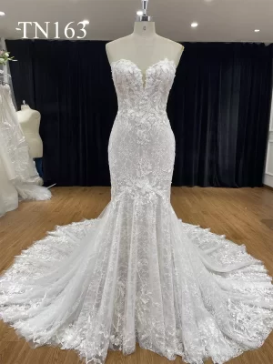 Big Floral Lace Gorgeous Train Mermaid Wedding Dress TN163