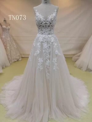 Custom Made Elegant Princess Heavy Lace Wedding Dress TN073