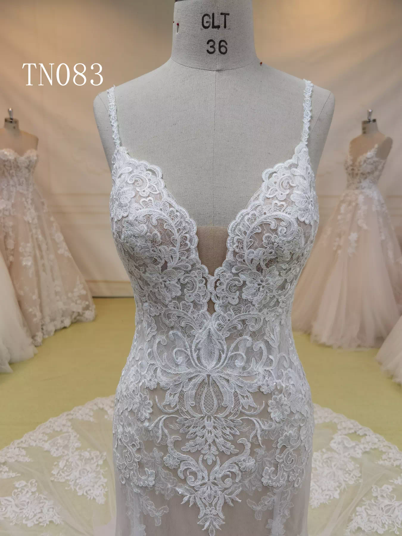 Gorgeous Appliques Lace Shoulder Strap Mermaid Wedding Dress TN083 - Image 5