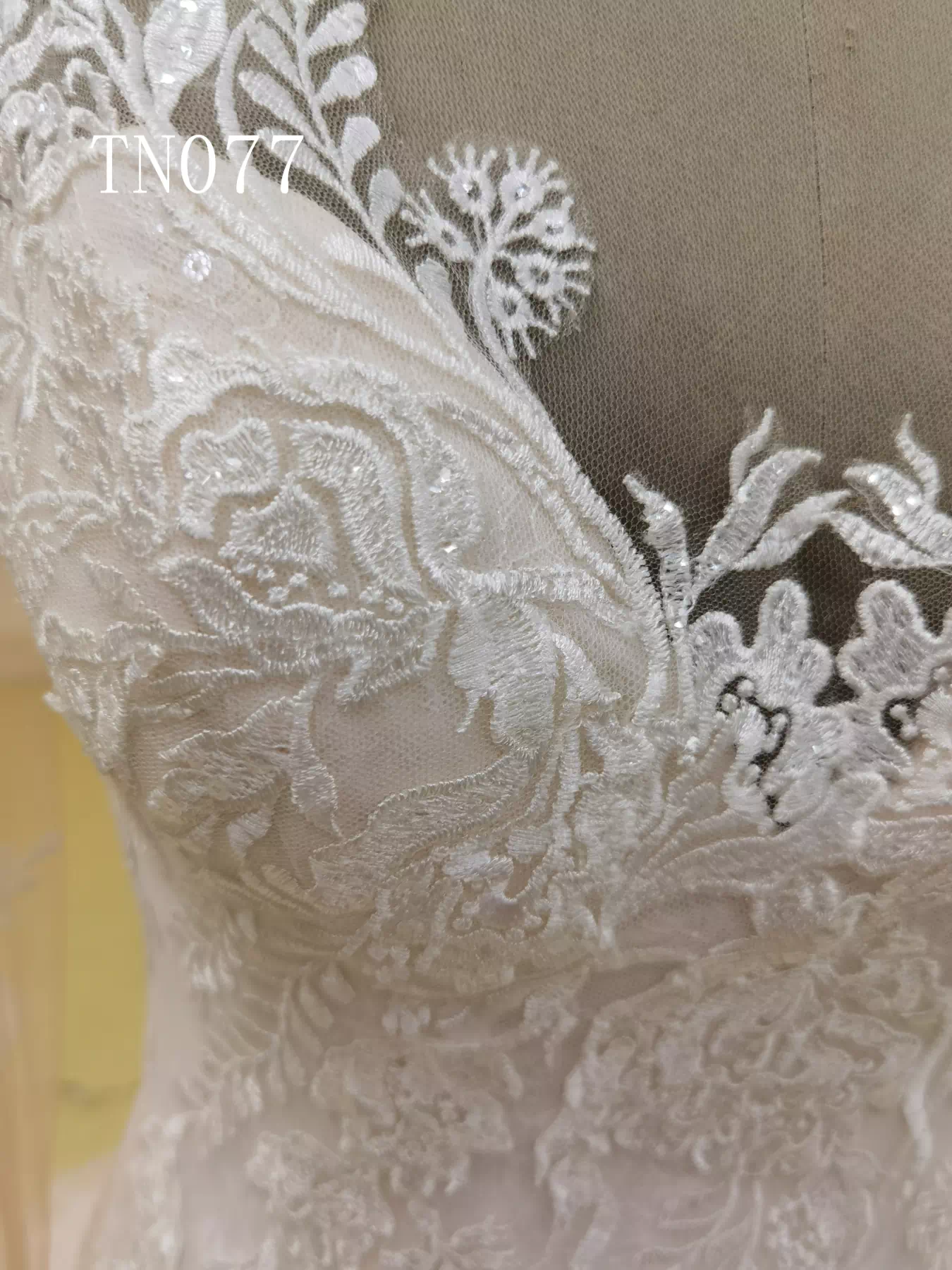 Long Sleeves Beautiful Appliques Back Button Mermaid Dress TN077 - Image 5