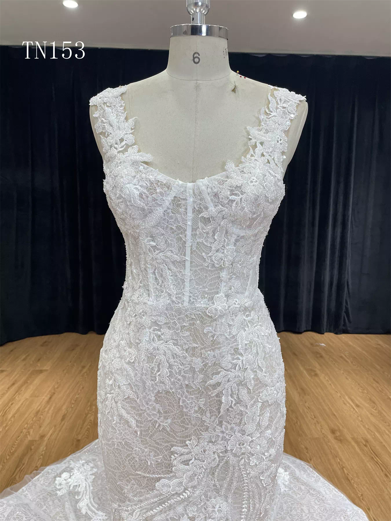 Luxurious Beading Lace Strap Mermaid Wedding Dress TN153 - Image 3