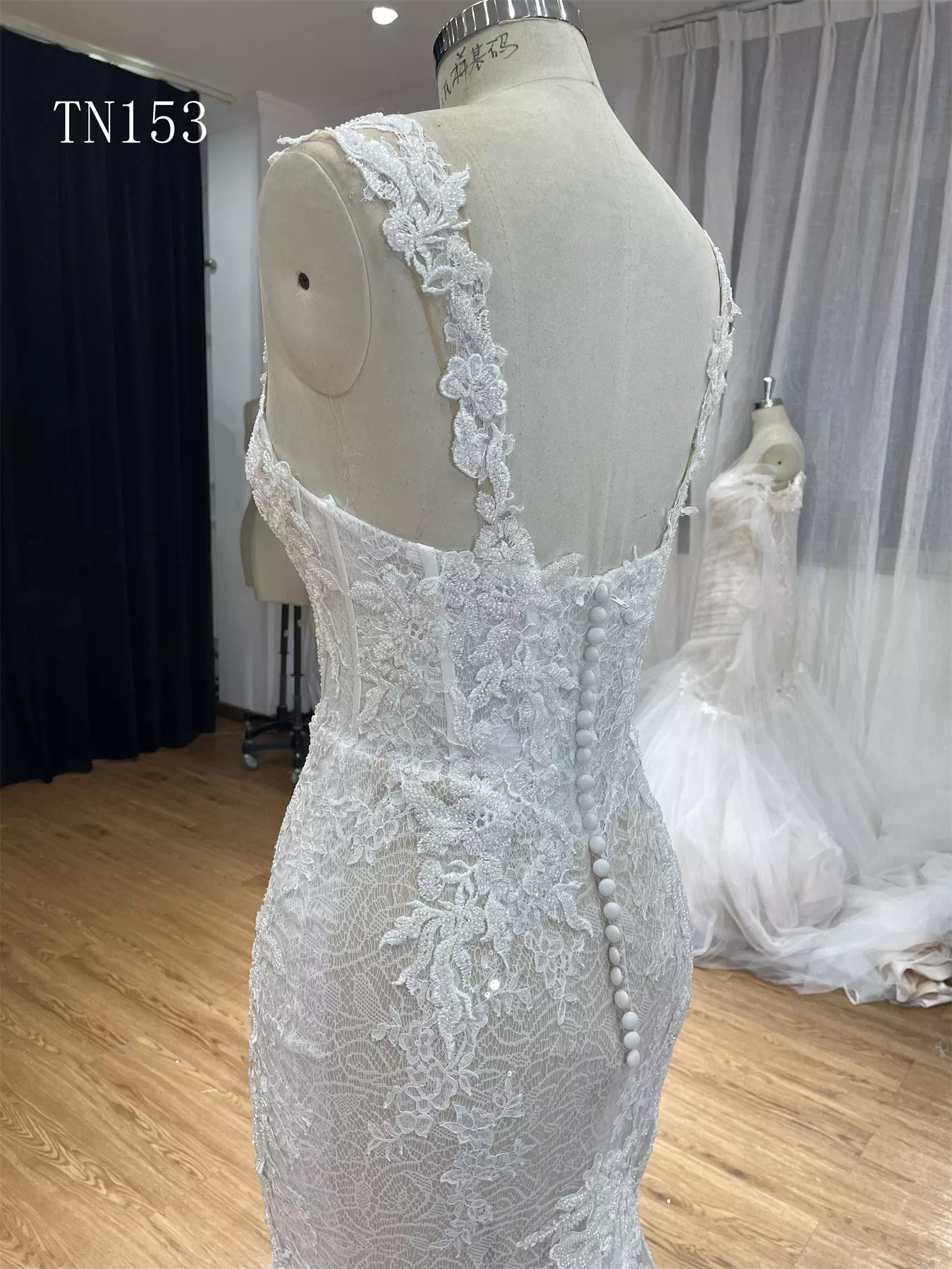 Luxurious Beading Lace Strap Mermaid Wedding Dress TN153 - Image 6