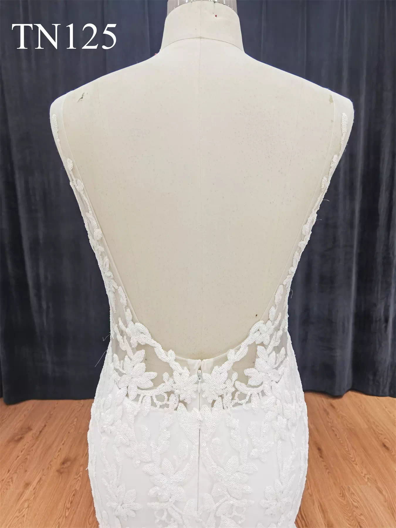 Luxurious Sequin V Neck Low Back Mermaid Wedding Dress TN125 - Image 7