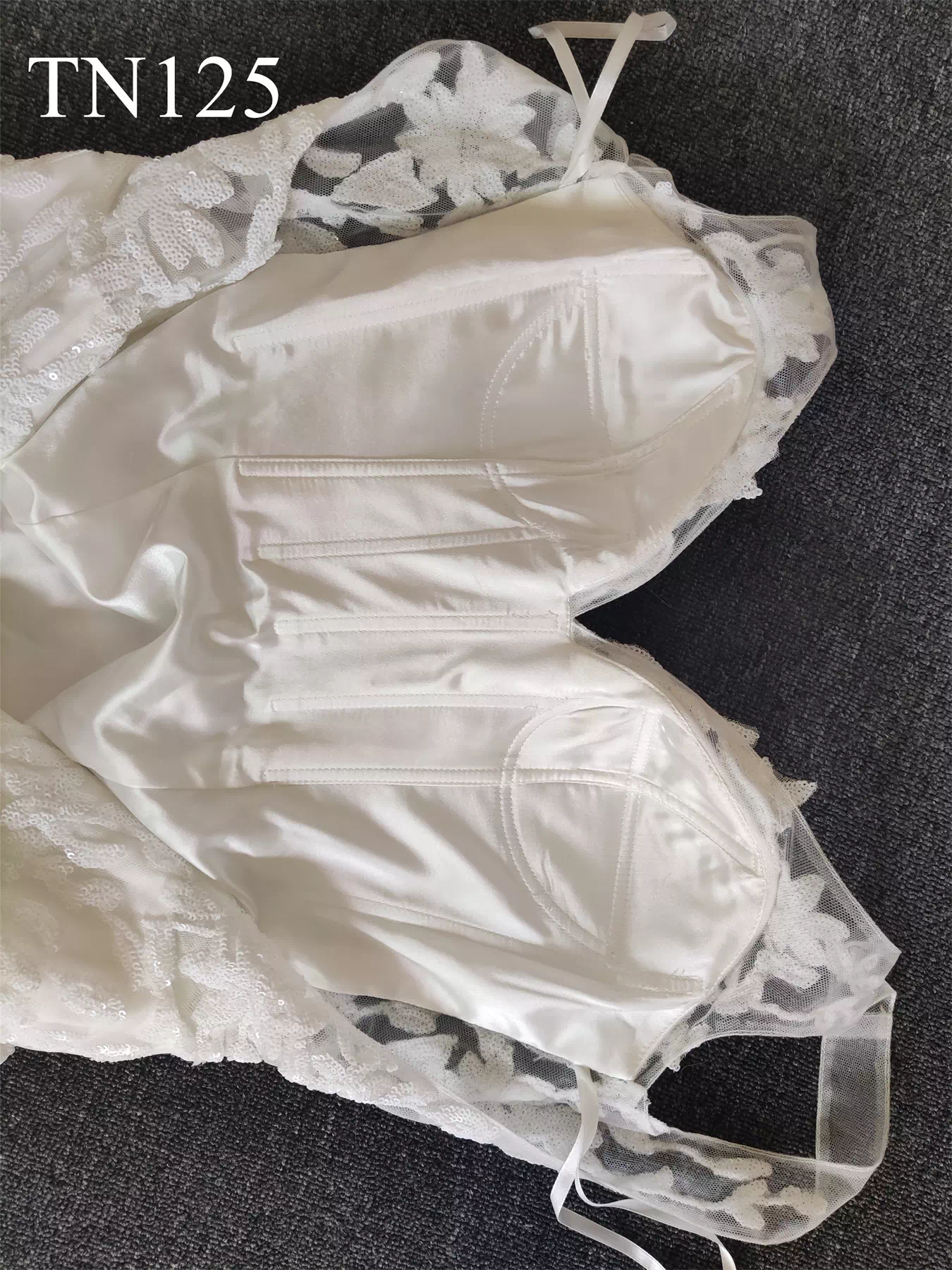 Luxurious Sequin V Neck Low Back Mermaid Wedding Dress TN125 - Image 9