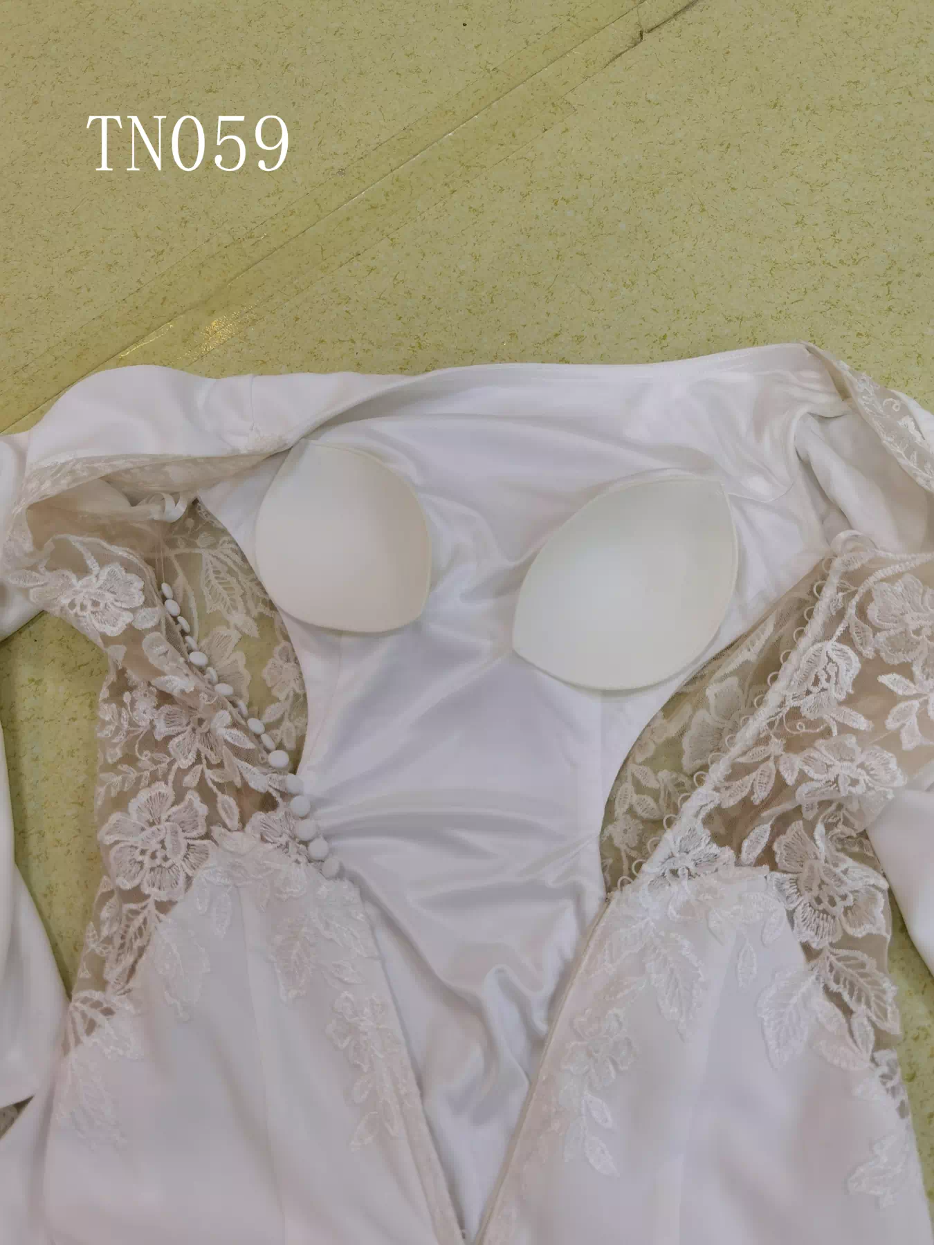 Plain Satin Megan Court Train Long Sleeves Open V Back with Boat Neckline Bridal Dress TN059 - Image 9