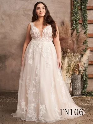 Premium Custom Made Sleeveless Applique A Line Dress TN106