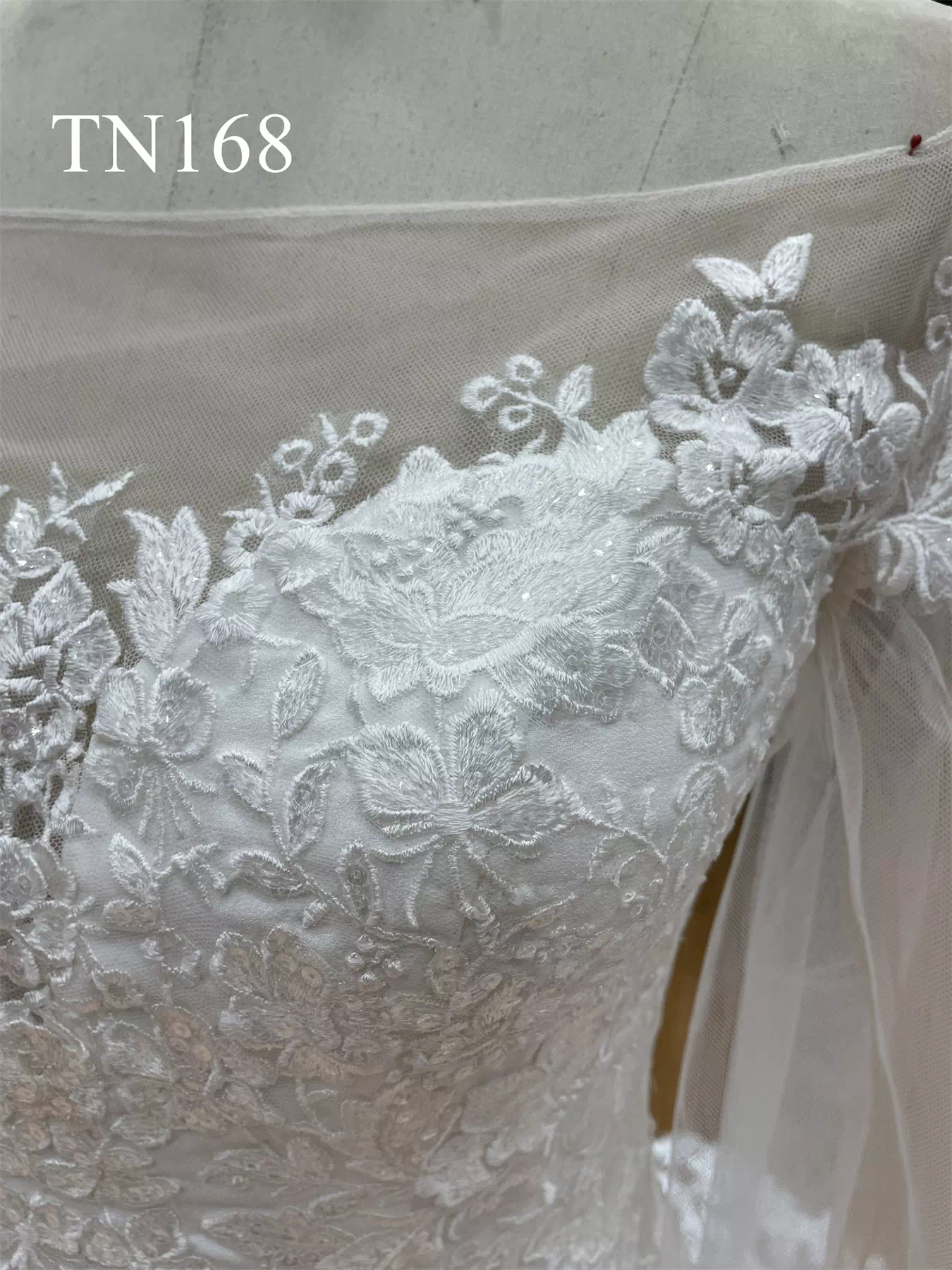 Puffy Long Sleeves Satin Mermaid Wedding Dress TN168 - Image 7