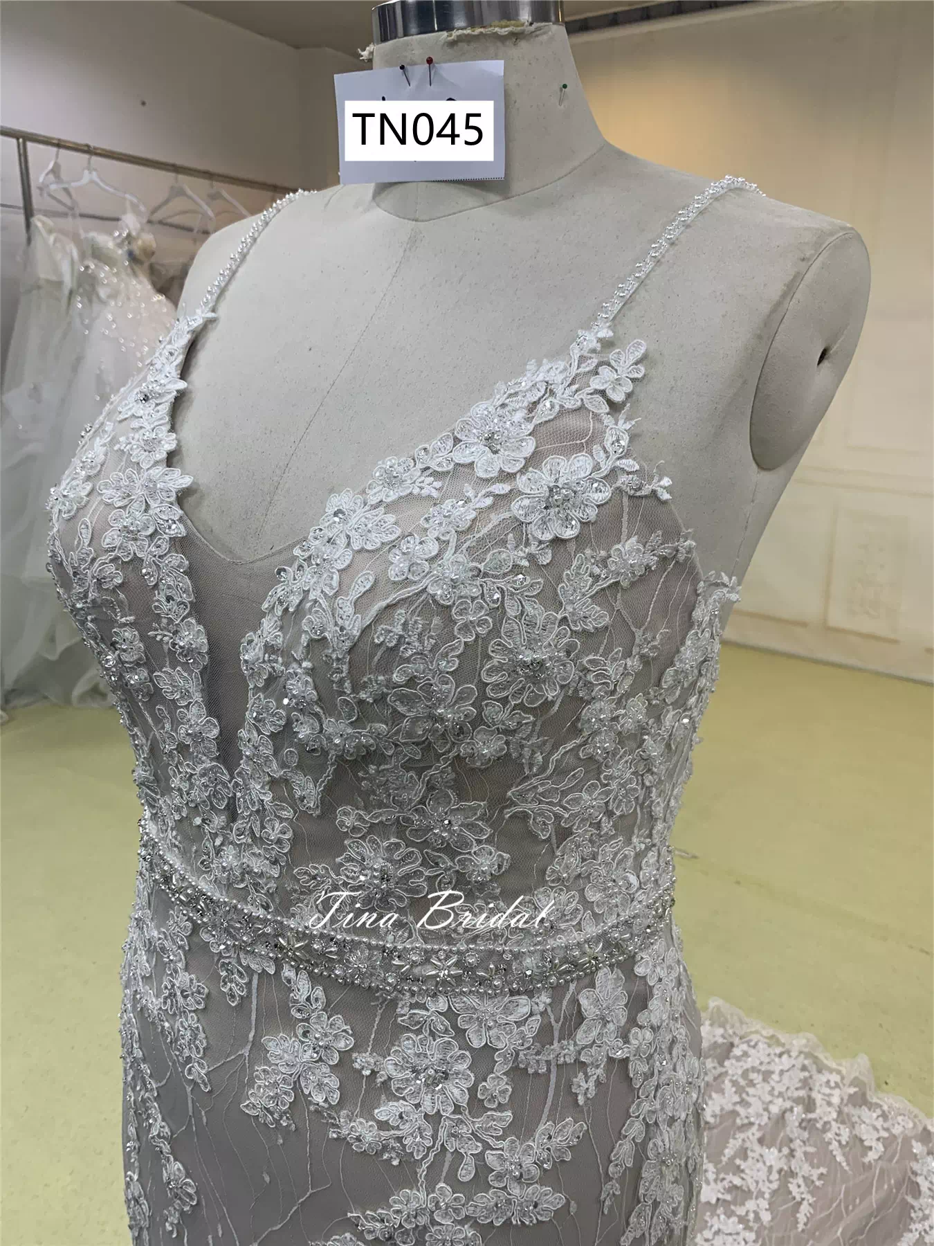 Shine beaded V Neck and Open Back Mermaid Dress TN045 - Image 9