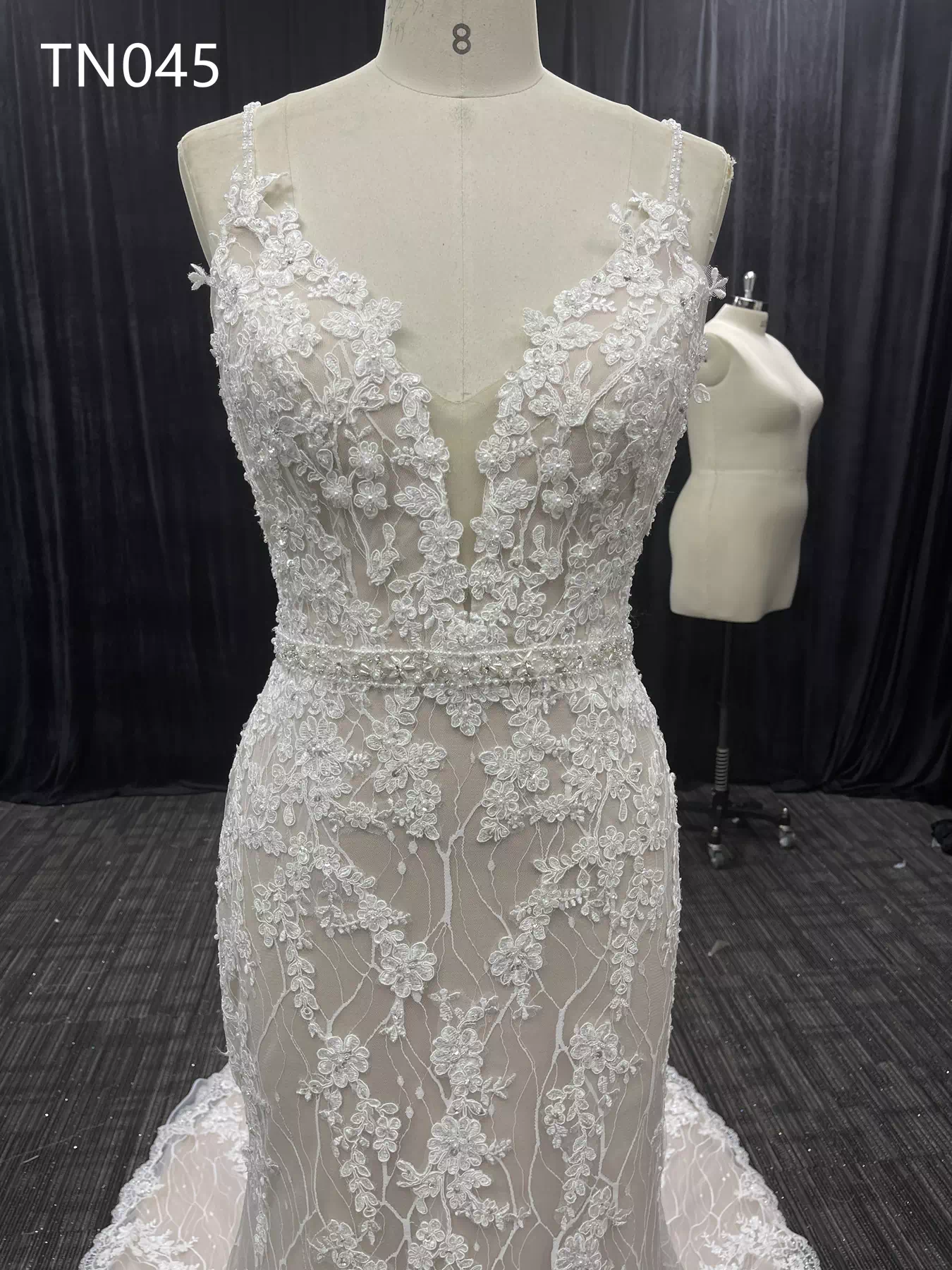 Shine beaded V Neck and Open Back Mermaid Dress TN045 - Image 5