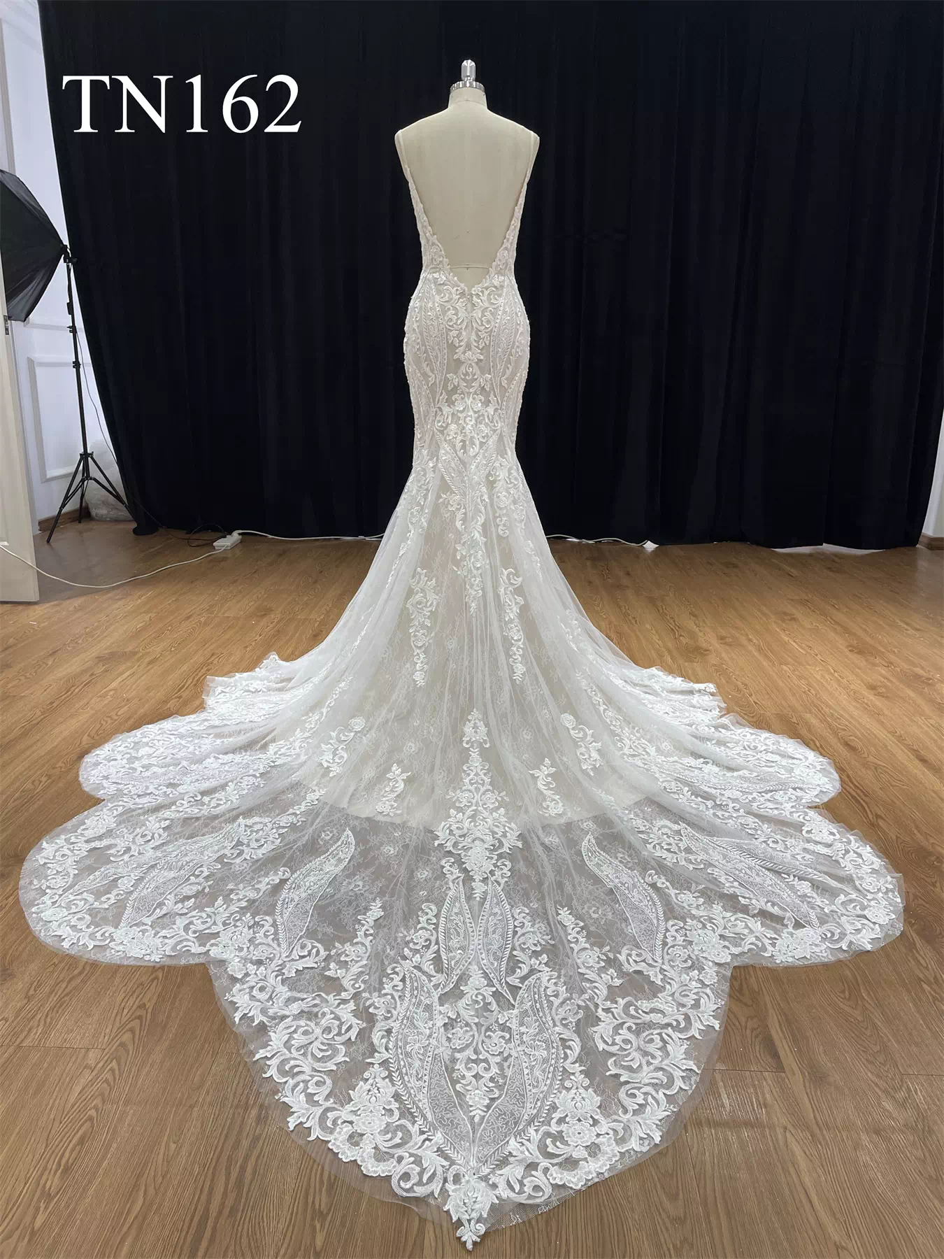 Spaghetti Straps Plunge Neckline Backless Mermaid Dress TN162 - Image 2