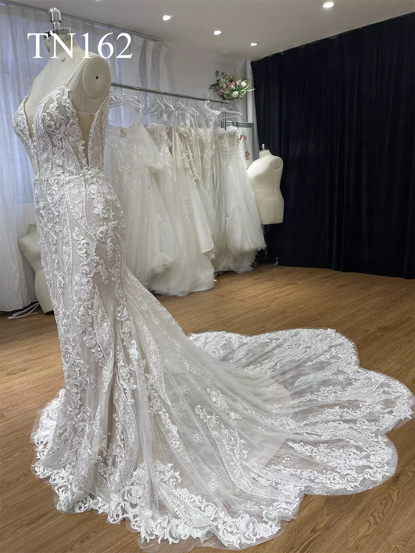 Spaghetti Straps Plunge Neckline Backless Mermaid Dress TN162 - Image 3