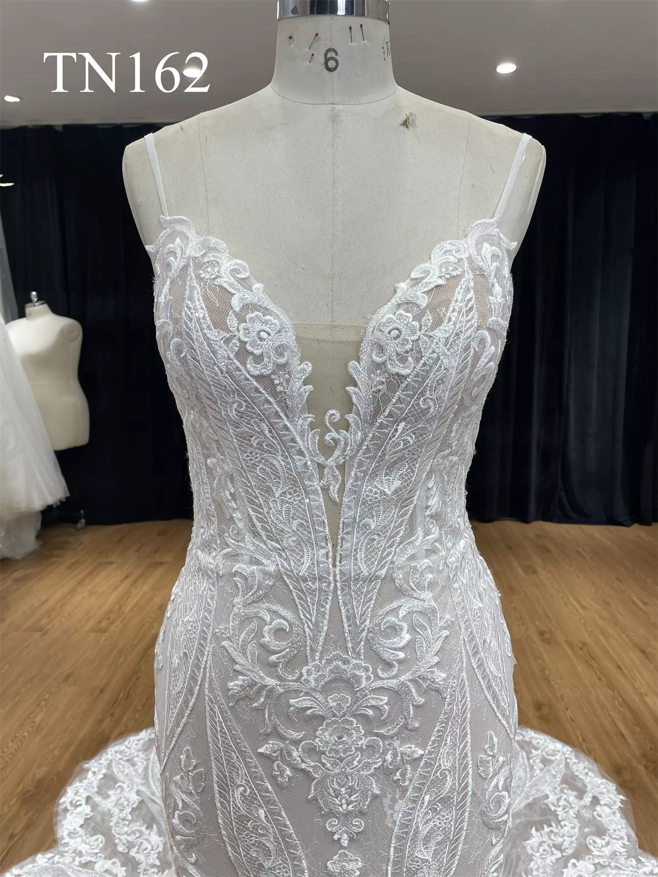 Spaghetti Straps Plunge Neckline Backless Mermaid Dress TN162 - Image 4