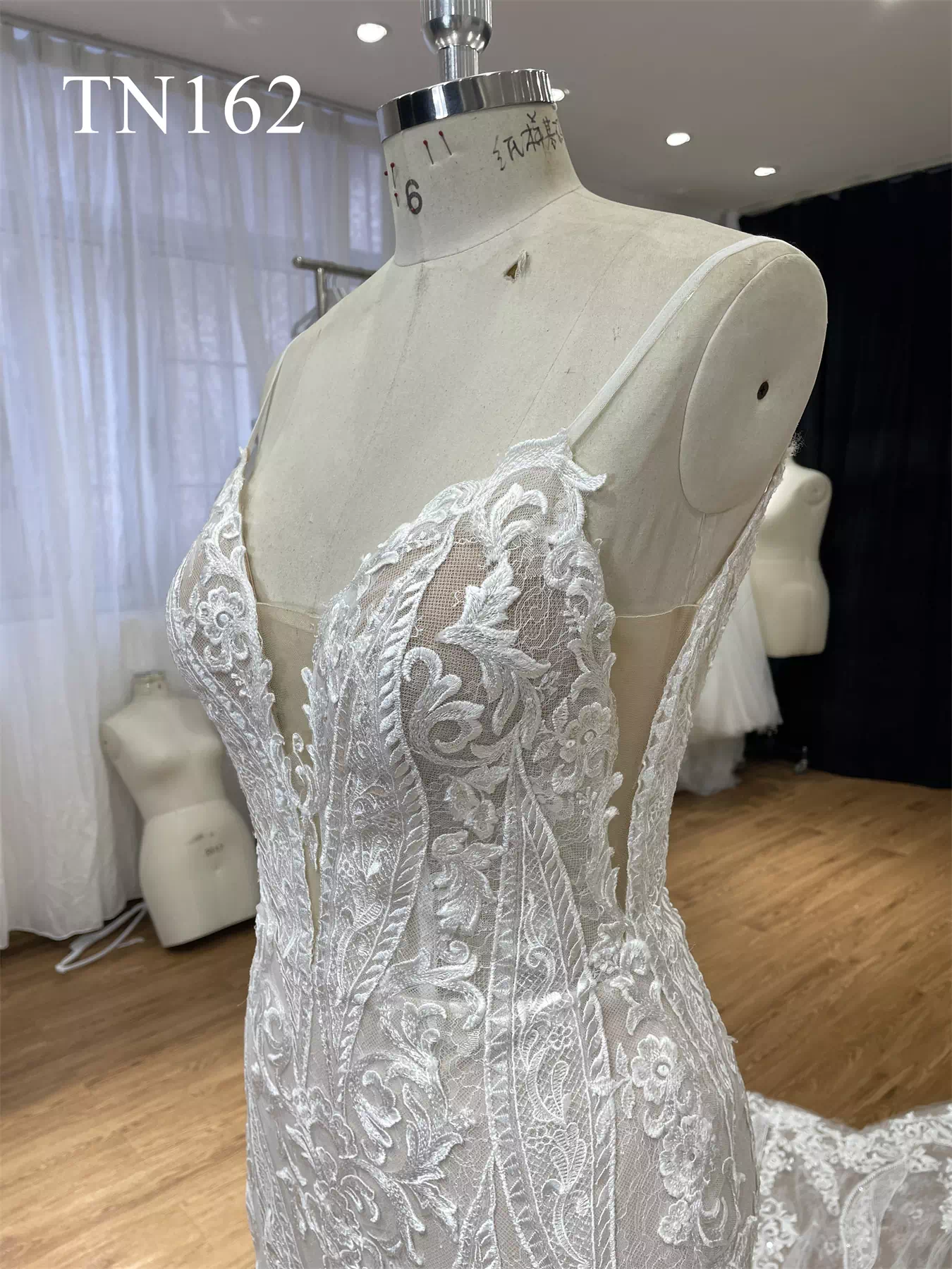 Spaghetti Straps Plunge Neckline Backless Mermaid Dress TN162 - Image 6