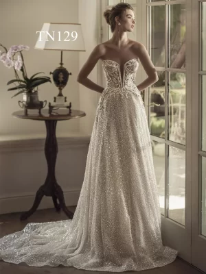 Sparkling Lace Sexy Plunge Wedding dress TN129