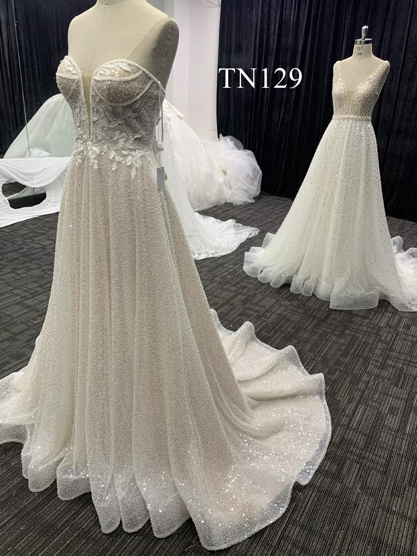 Sparkling Lace Sexy Plunge Wedding dress TN129 - Image 5