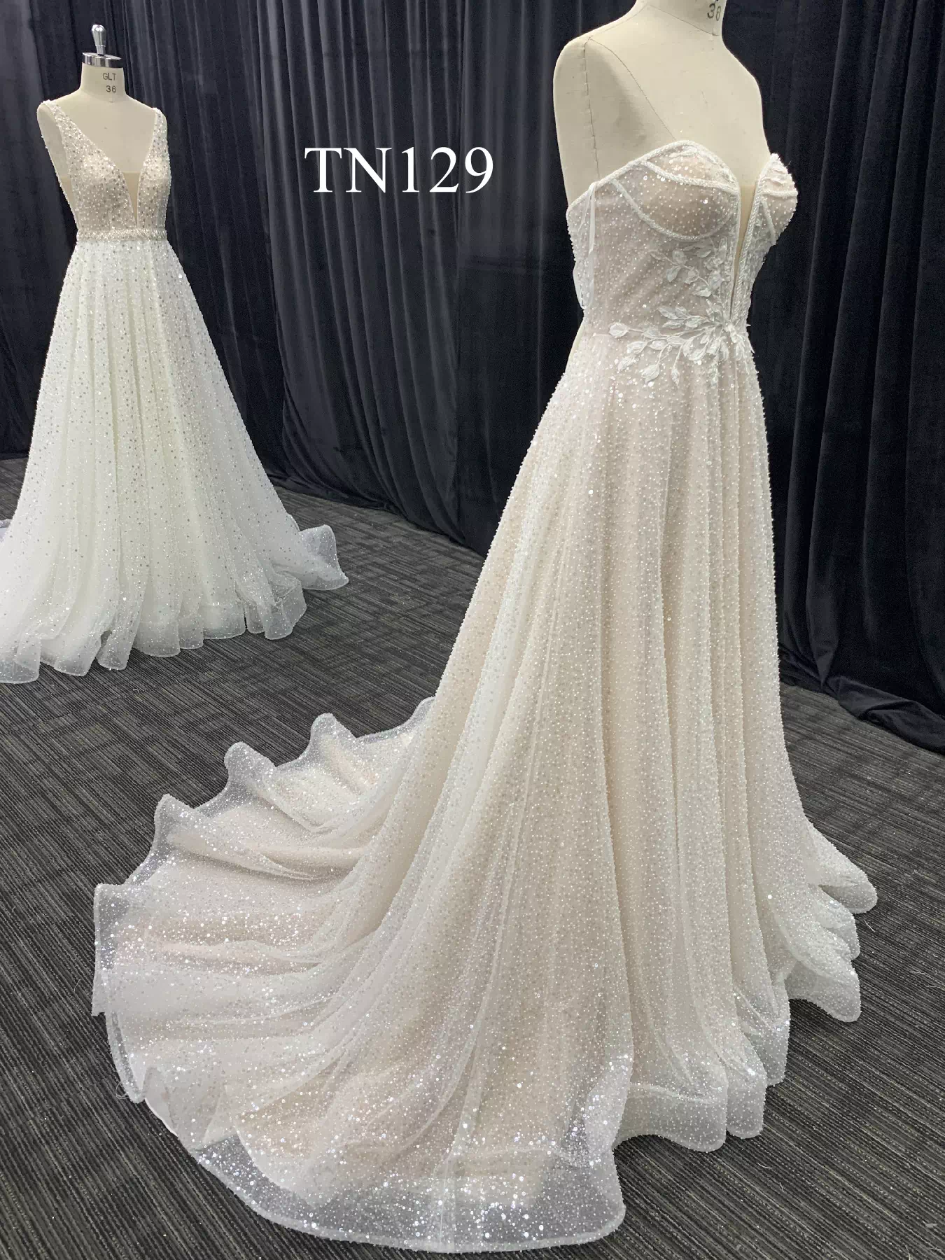 Sparkling Lace Sexy Plunge Wedding dress TN129 - Image 6