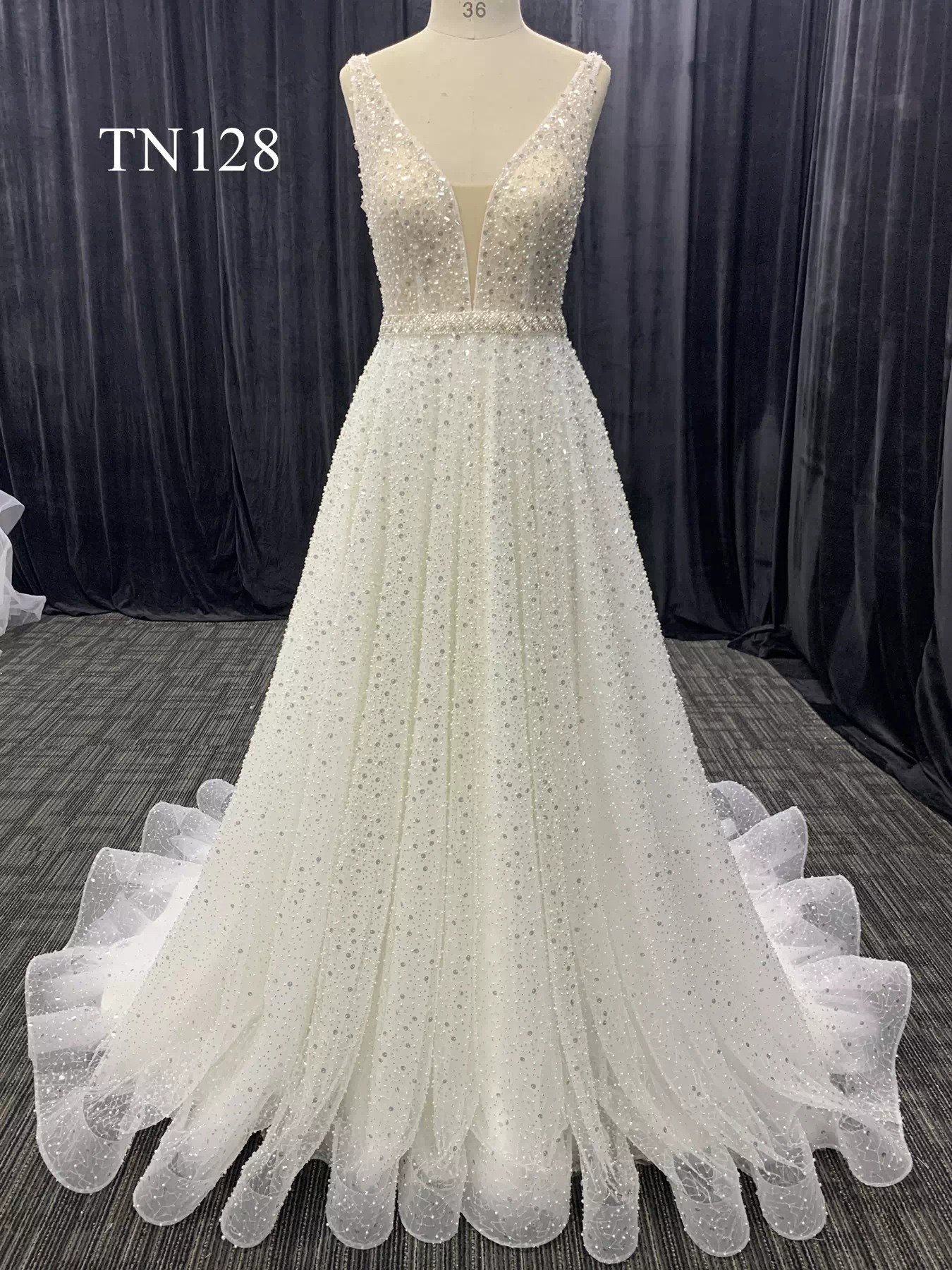 Sparkling Lace with Beads and Sequins Wedding dress TN128 - Image 2