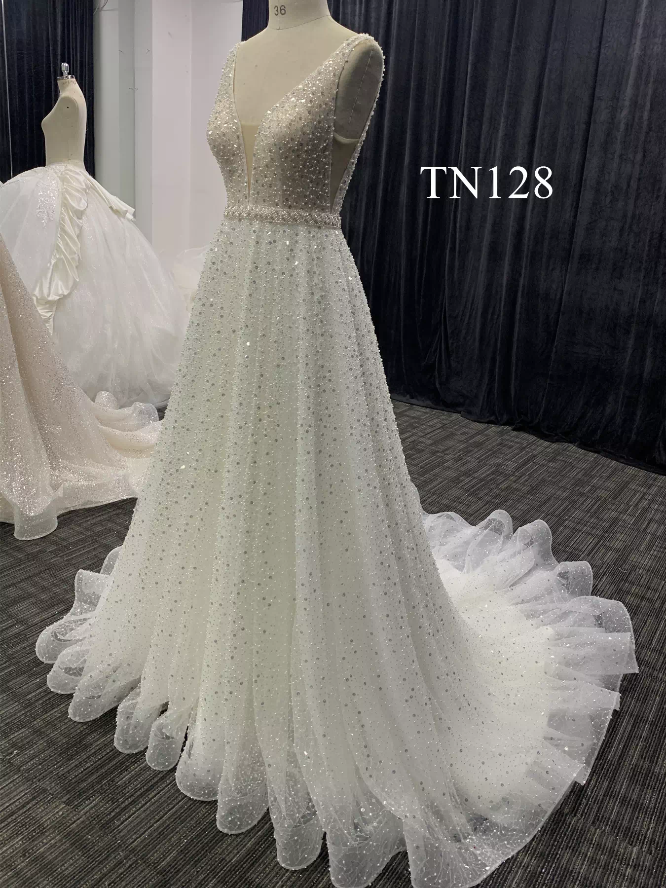 Sparkling Lace with Beads and Sequins Wedding dress TN128 - Image 4