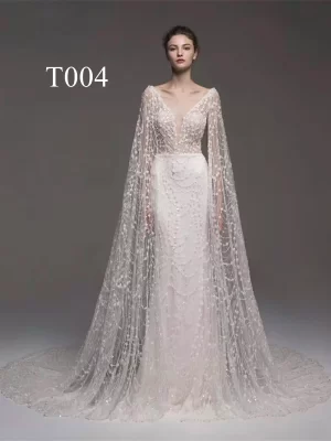 Sparkling Lace with Squares and Dots Wedding Dress T004