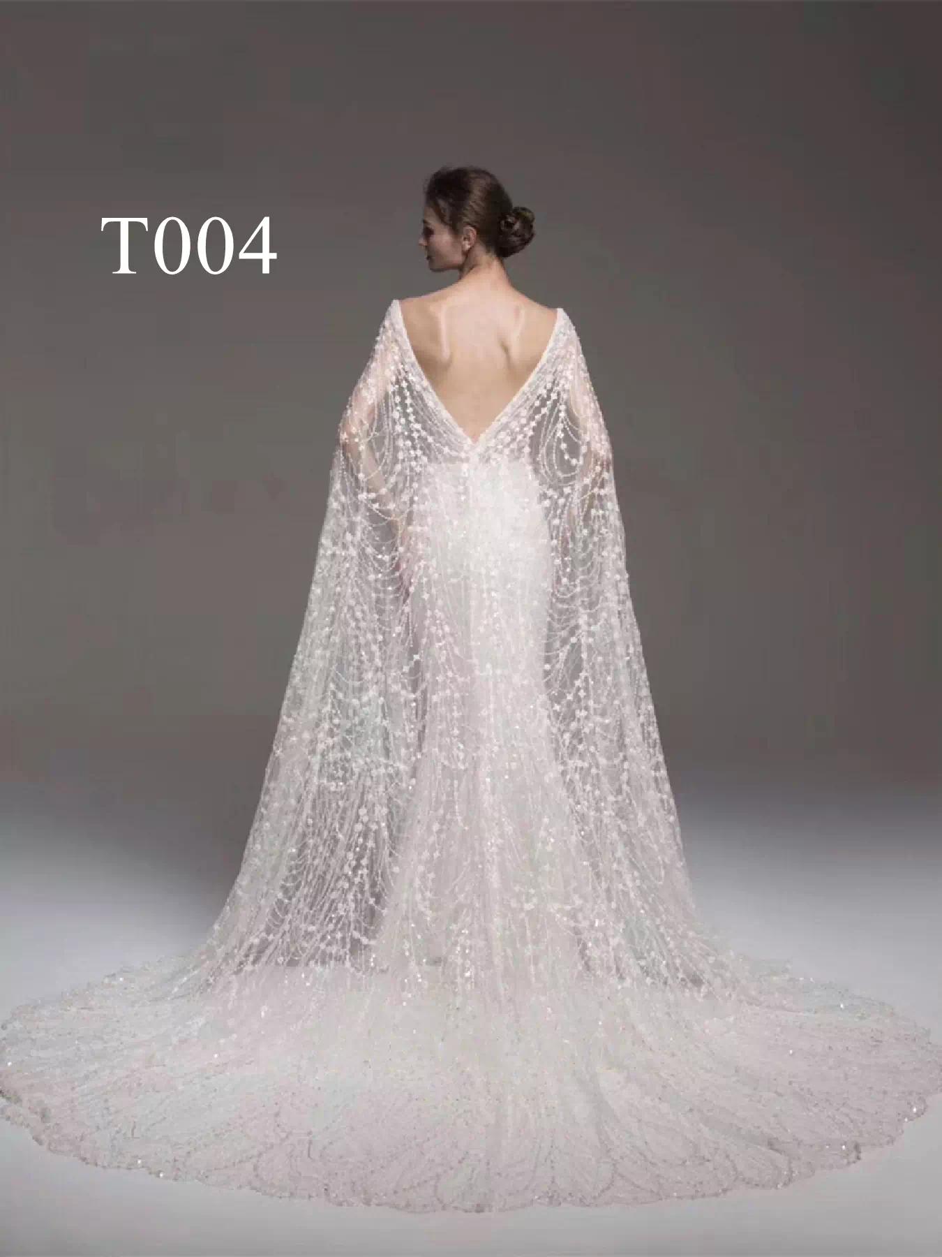 Sparkling Lace with Squares and Dots Wedding Dress T004 - Image 2