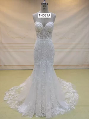 Strapless Satin Mermaid Dress with Jeweled Bodice TN051A