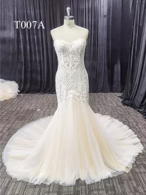 Hot Sale Lace Applique Mermaid Dress T007A