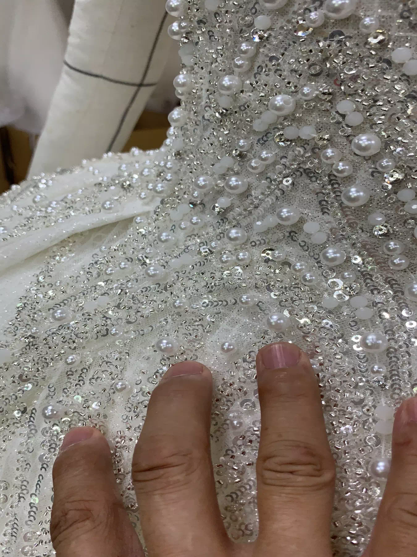 Off Shoulder Heavy Beaded Wedding Gown N024 - Image 6