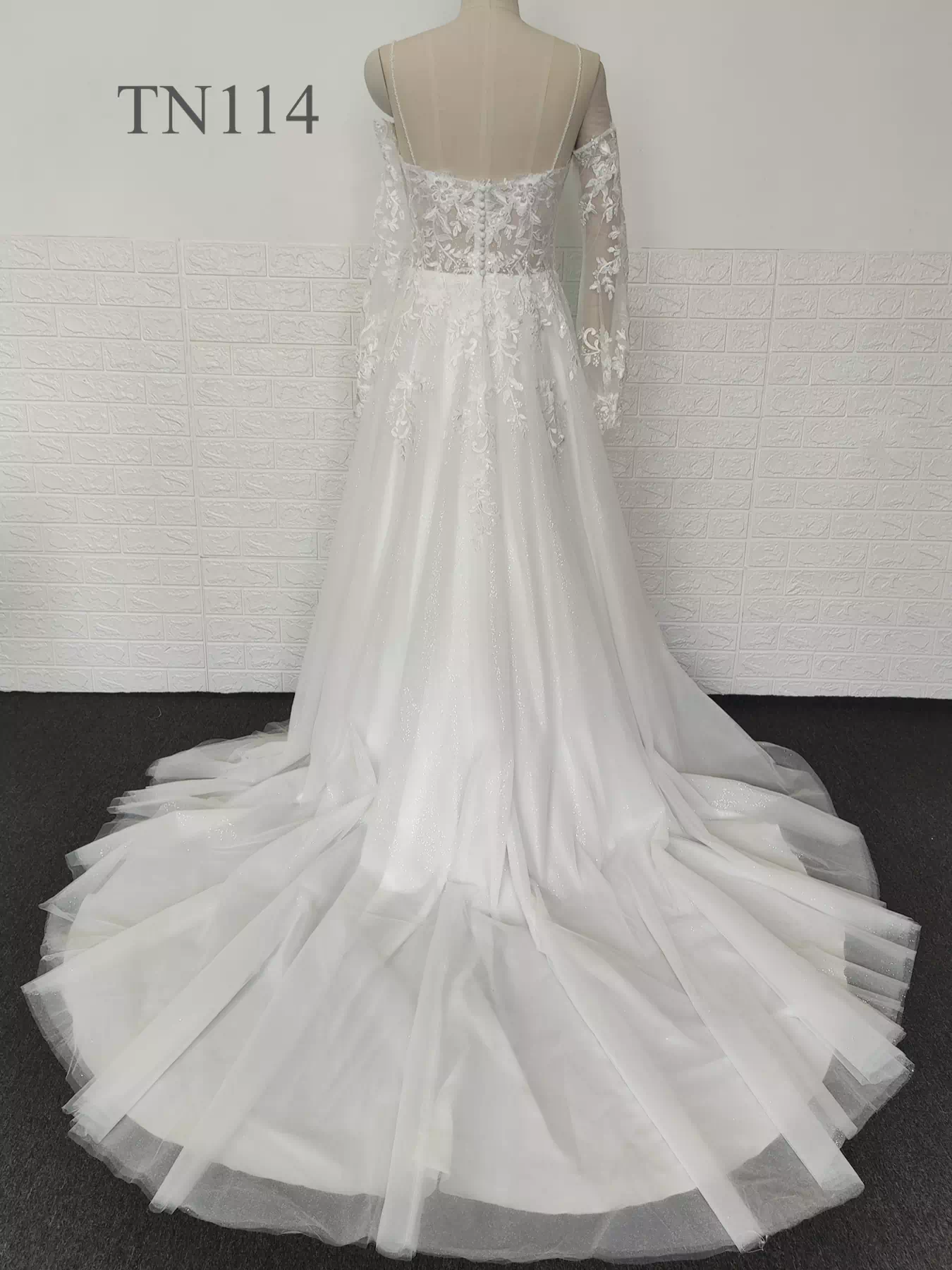 Premium Custom Made Detachable Long Sleeves A Line Dress TN114 - Image 5