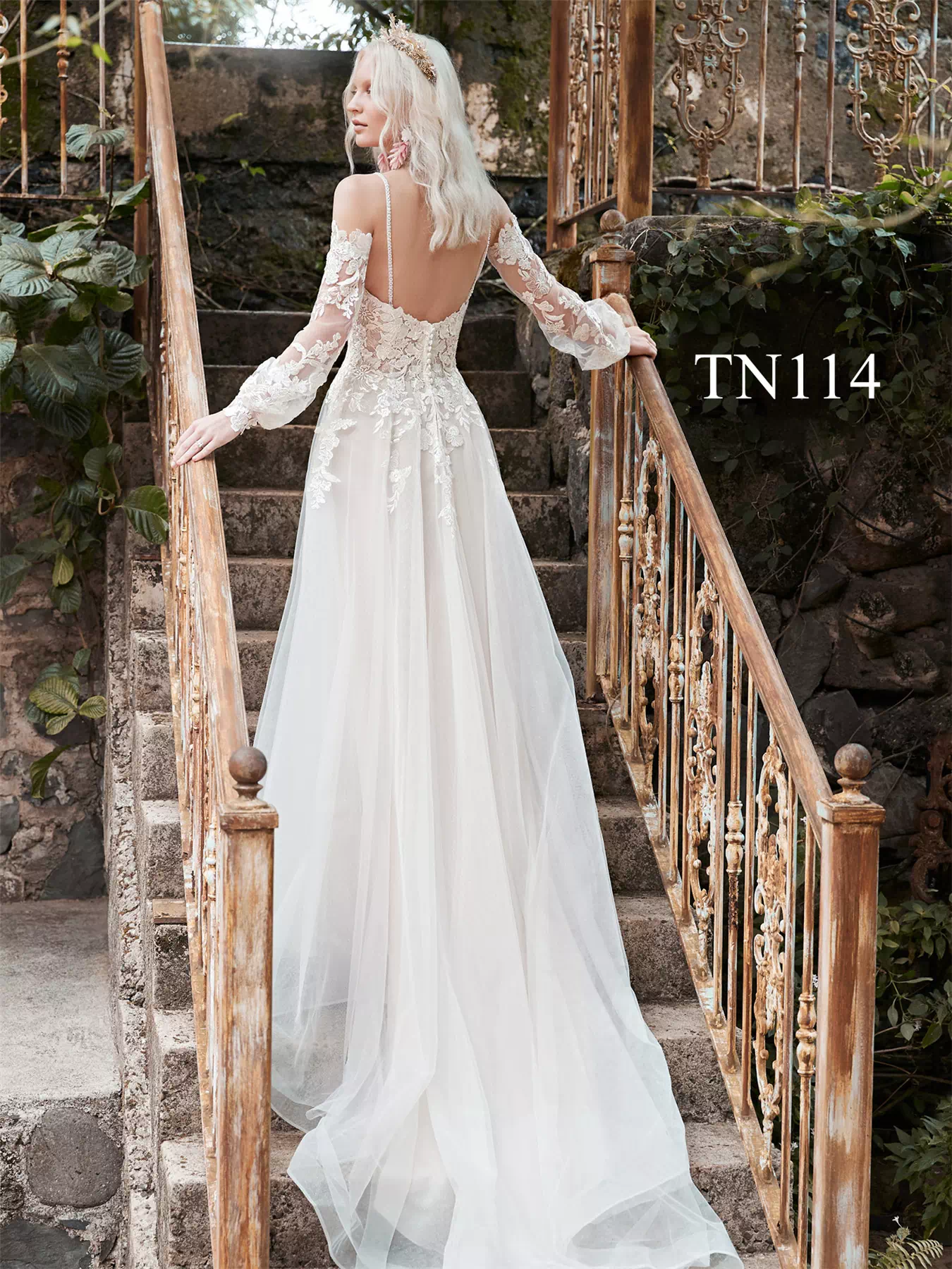 Premium Custom Made Detachable Long Sleeves A Line Dress TN114 - Image 2