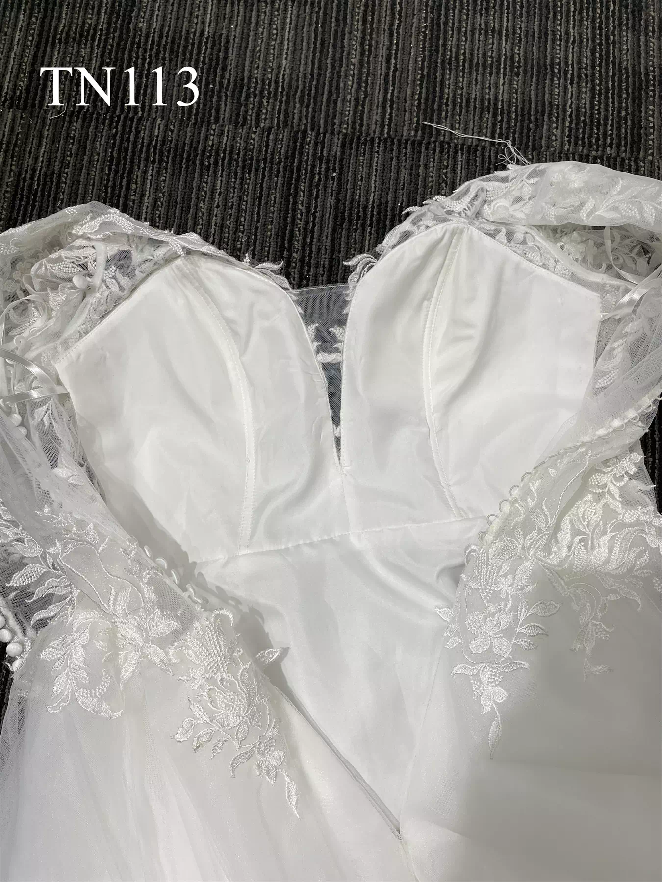 Premium Custom Made Long Sleeves Sheer Back A Line Dress TN113 - Image 9