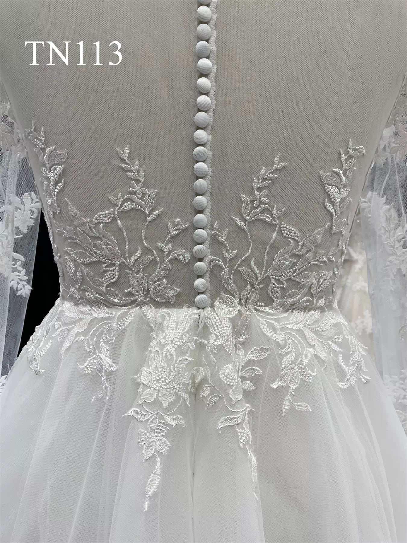 Premium Custom Made Long Sleeves Sheer Back A Line Dress TN113 - Image 8