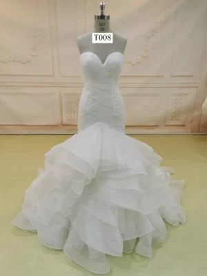 Sweetheart Ruffles Mermaid Bridal Dress with Pleating T008