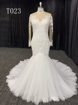 Long Sleeve Hand Made Beaded Mermaid Wedding Dress T023