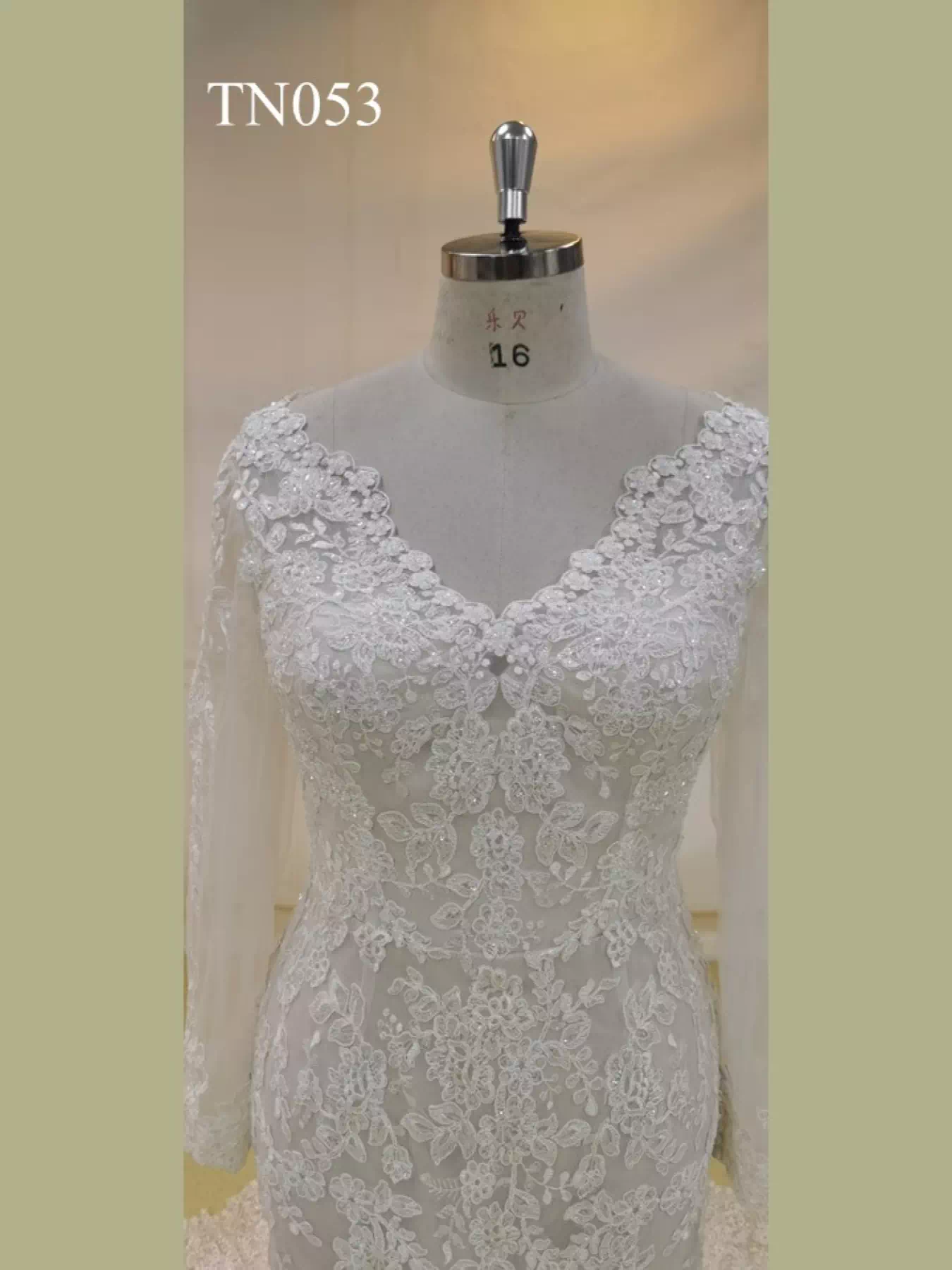 Long Sleeves Appliques Vintage Layered Tulle Mermaid Bridal Dress TN053 - Image 3