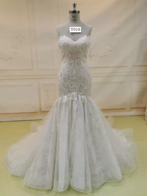 New Design Applique Lace Mermaid Wedding Dress T010