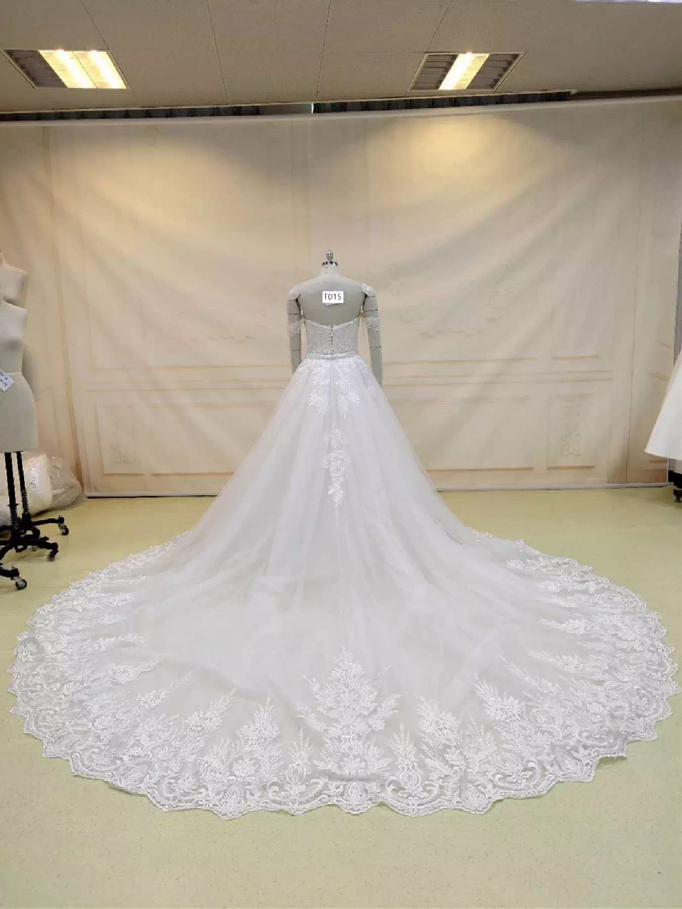 Off Shoulder Wedding Gown with Detachable Train T015 - Image 2