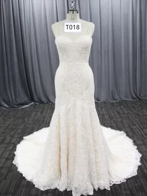 Slim Straps Low Back Mermaid Bridal Gown T018