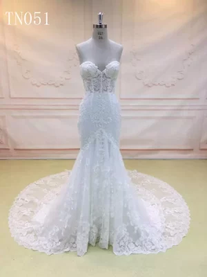 Strapless Satin Mermaid Dress with Jeweled Bodice TN051