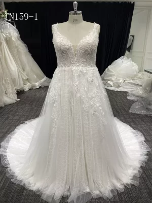 Beautiful Lace String Tulle A Line Wedding Dress TN159-1