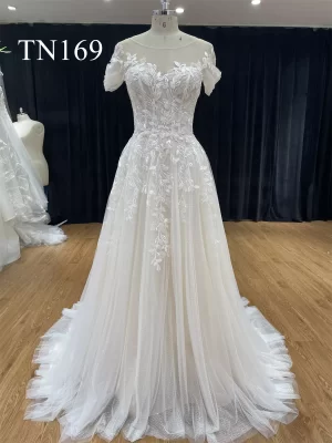 Detachable Off Shoulder Capped A Line Dress TN169