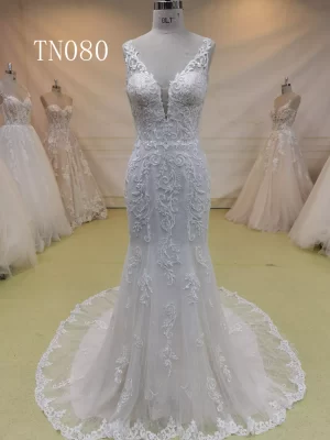 Luxurious Appliques Embroidered O-Back Mermaid Dress TN080