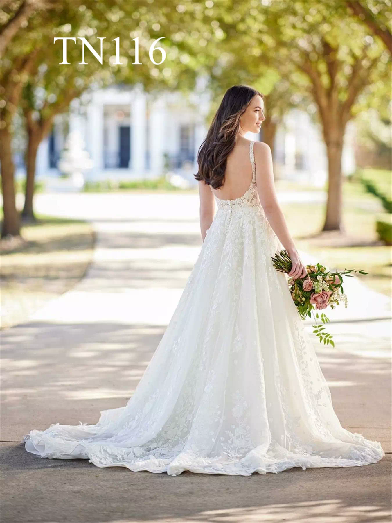 Premium Custom Made Applique Backless A Line Dress TN116 - Image 2